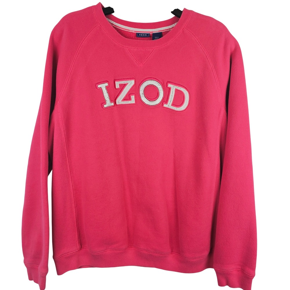 Izod Womens LG Hot Pink Athleisure Comfy Cozy Preppy Golf Mom Loungewear Sweater